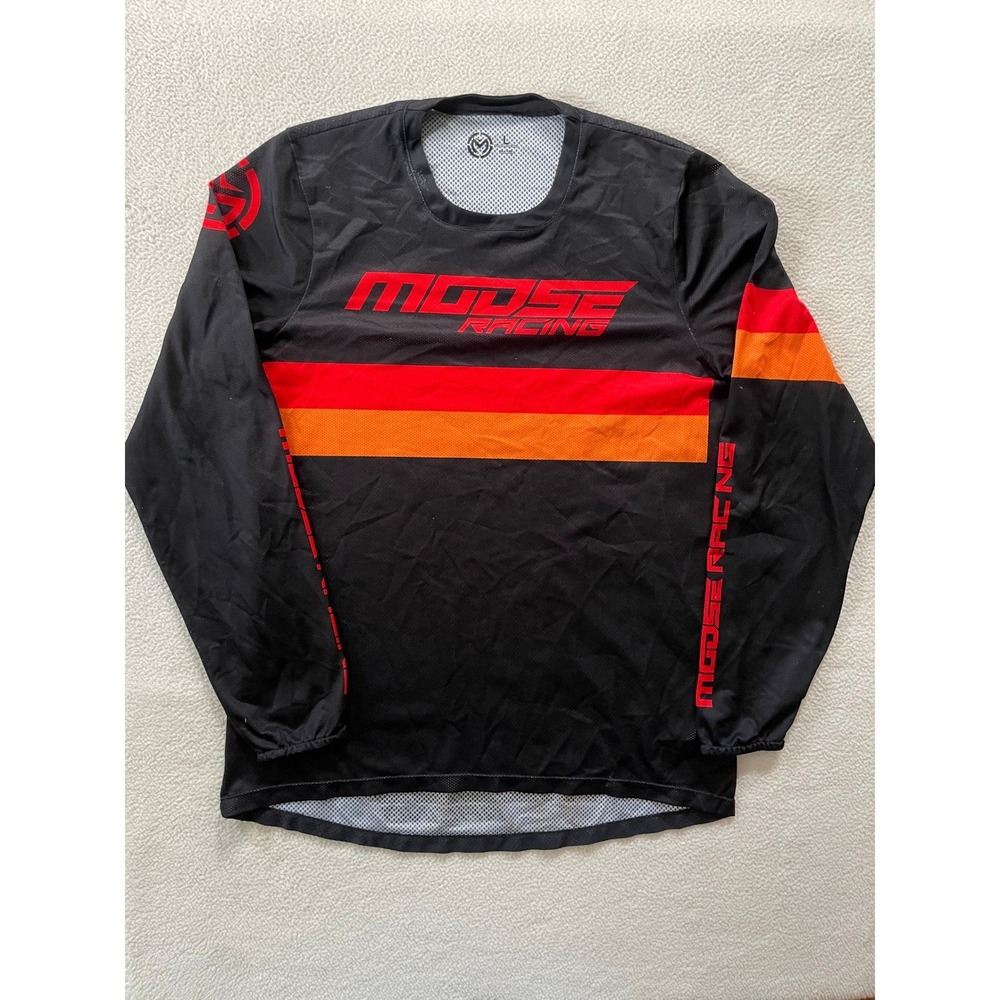 Moose Racing Mens Large Sahara Jersey Black Red Orange Motocross Mesh MX Top